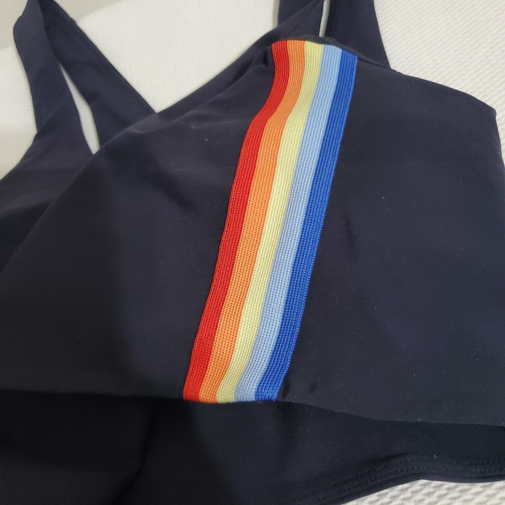 Spiritual Gangster Shakti Brami Rainbow Stripe Sports Bra Black Large - Picture 3 of 8